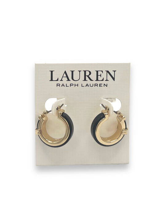 Lauren Ralph Lauren Gold Tone Jet Black Hoop Earrings